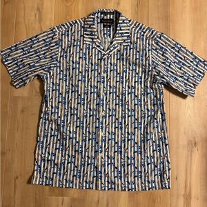 Paul Fredrick Classic Fit Finest Long Staple Cotton Bird Stripe Shirt Size L